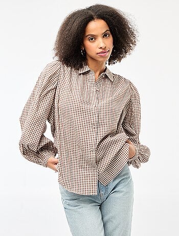 Camisa fluida com estampado de xadrez