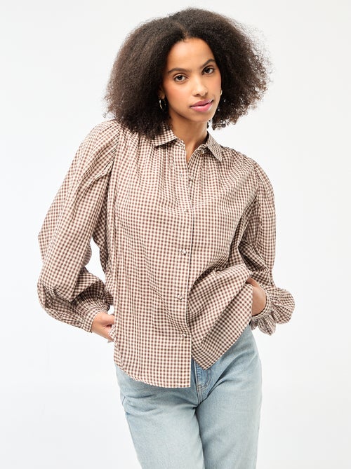 Camisa fluida com estampado vichy - Kiabi