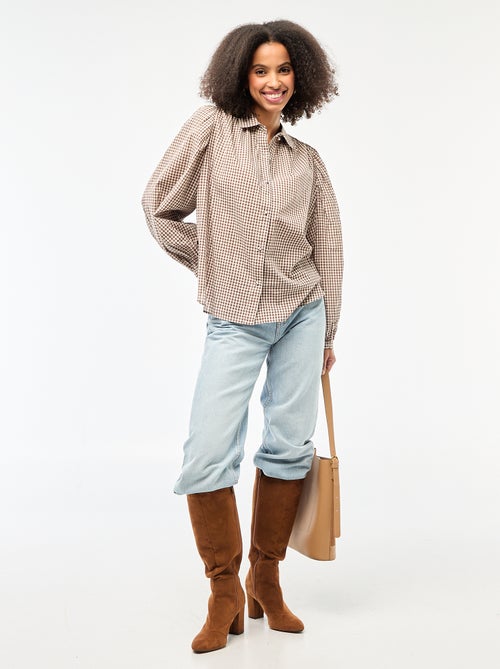 Camisa fluida com estampado vichy - Kiabi