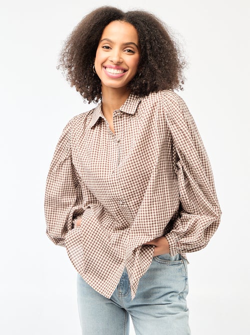 Camisa fluida com estampado vichy - Kiabi