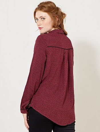 Camisa fluida com gola com laço - Kiabi