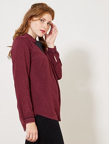 Camisa fluida com gola com laço - Kiabi