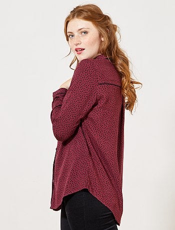 Camisa fluida com gola com laço - Kiabi