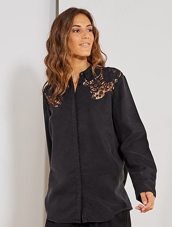 Camisa fluida com macramé - Kiabi