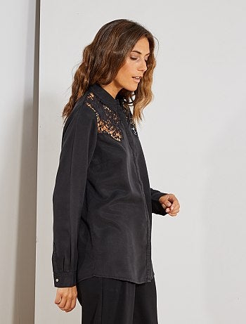 Camisa fluida com macramé - Kiabi
