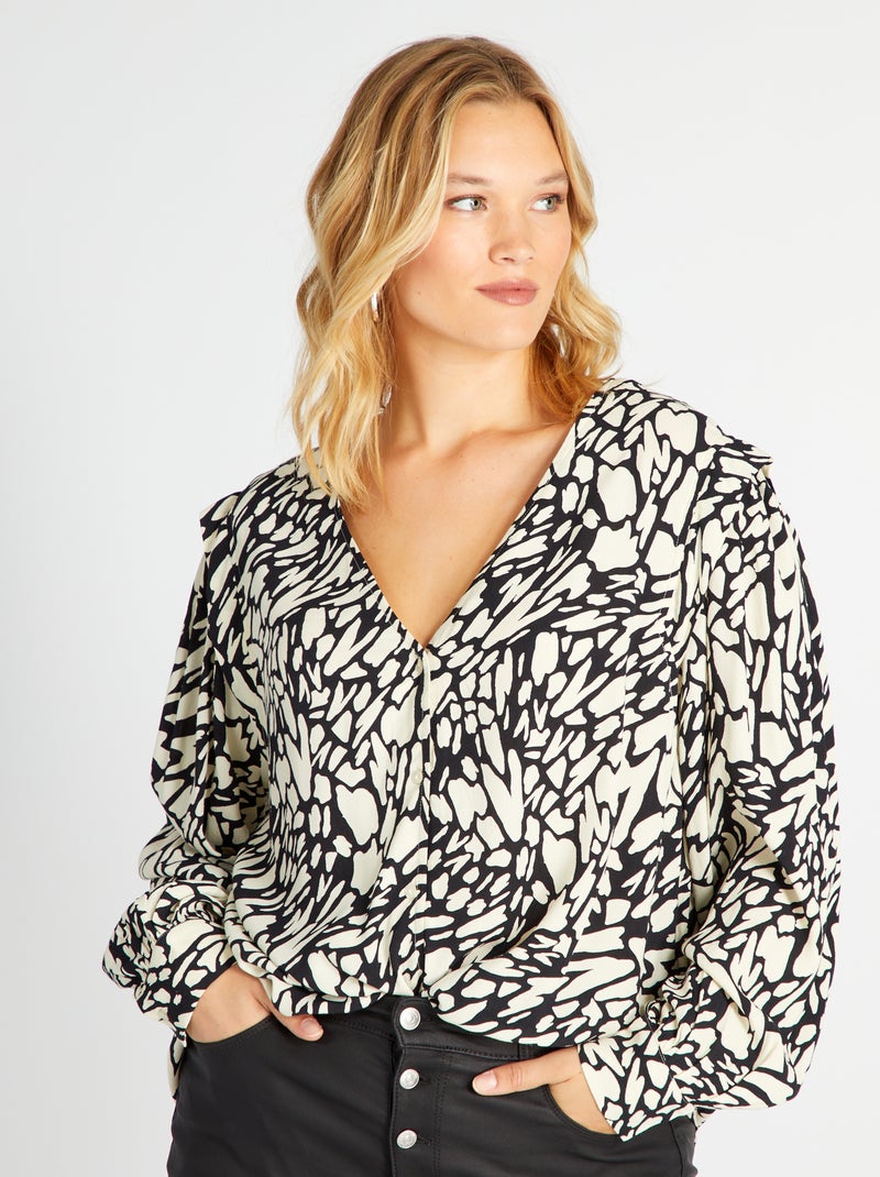 Camisa fluida com motivo PRETO - Kiabi