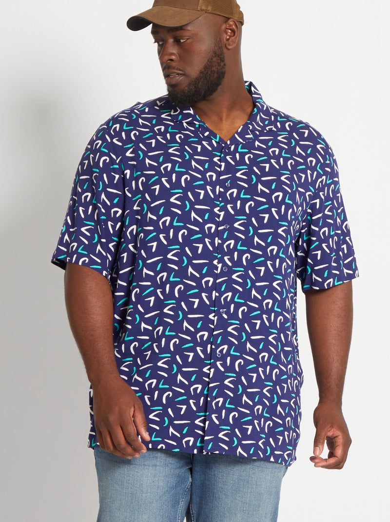 Camisa fluida com motivos AZUL - Kiabi