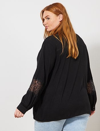 Camisa fluida com pormenor em renda - Kiabi