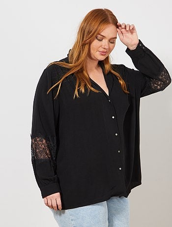 Camisa fluida com pormenor em renda - Kiabi