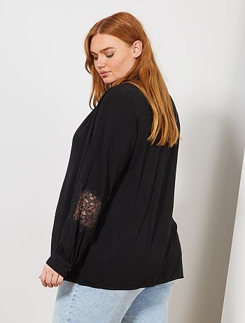 Camisa fluida com pormenor em renda - Kiabi