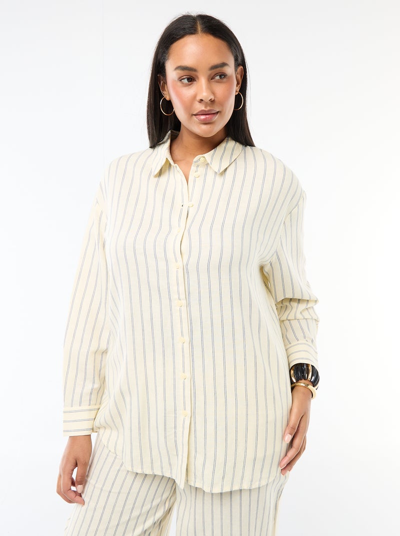 Camisa fluida de manga comprida Amarelo - Kiabi