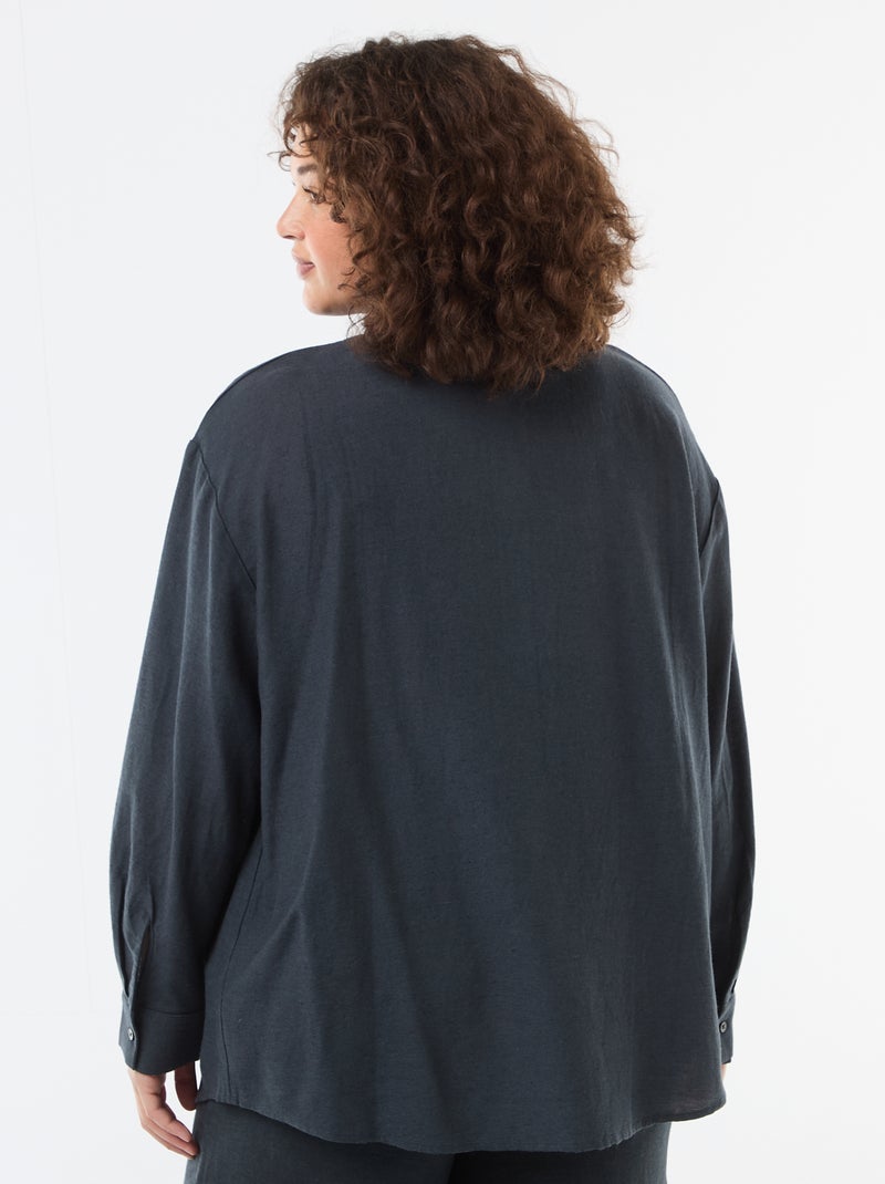 Camisa fluida de manga comprida Azul - Kiabi