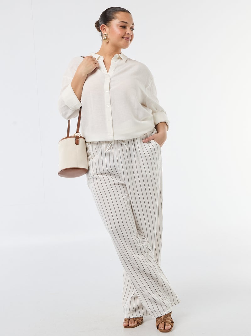 Camisa fluida de manga comprida Branco - Kiabi