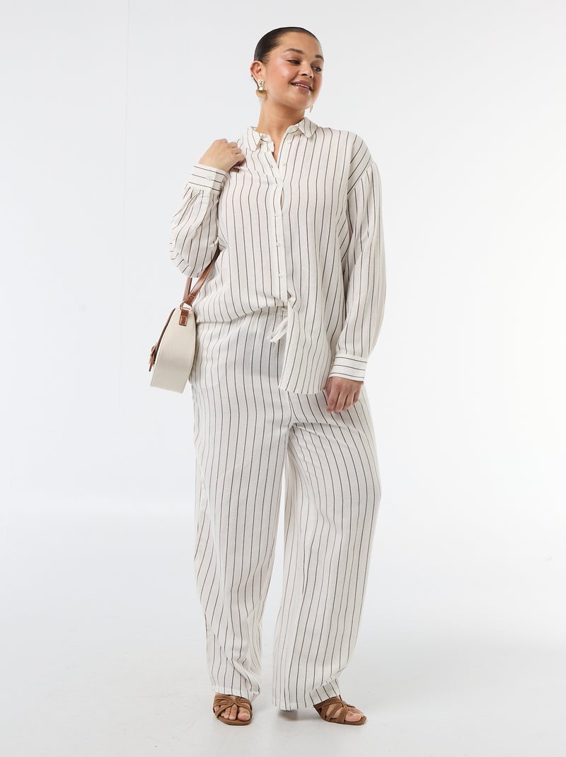 Camisa fluida de manga comprida Branco - Kiabi