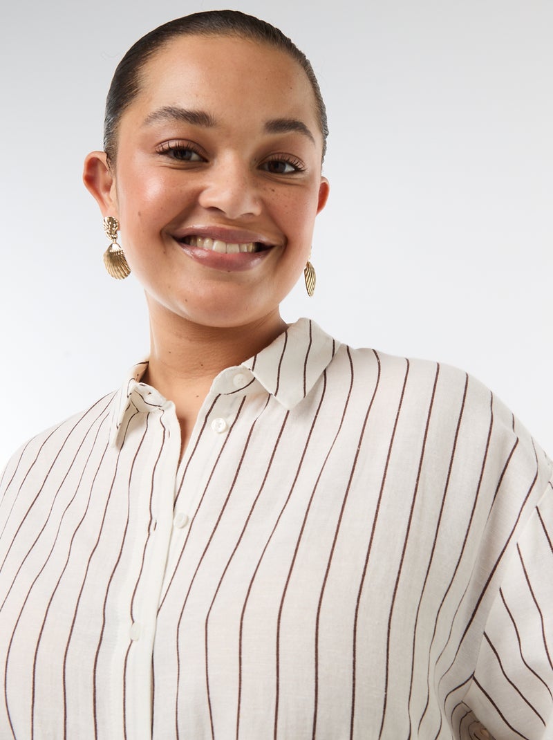 Camisa fluida de manga comprida Branco - Kiabi