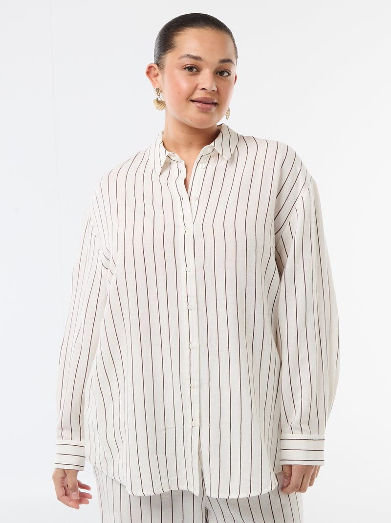 Camisa fluida de manga comprida Branco - Kiabi