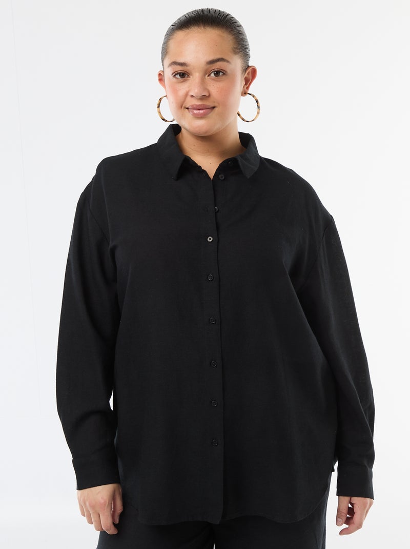 Camisa fluida de manga comprida Preto - Kiabi