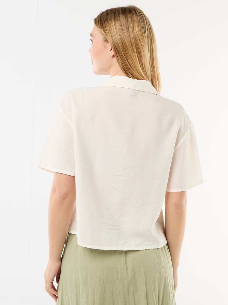 Camisa fluida de manga curta Branco - Kiabi