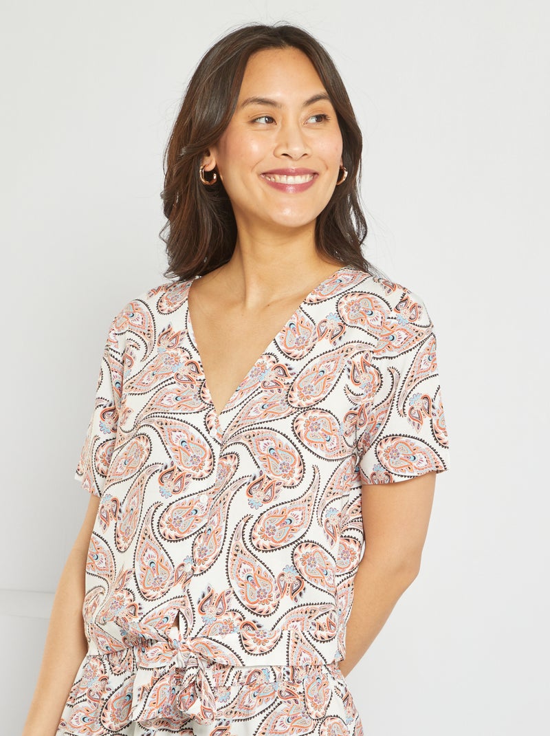 Camisa fluida de manga curta BRANCO - Kiabi
