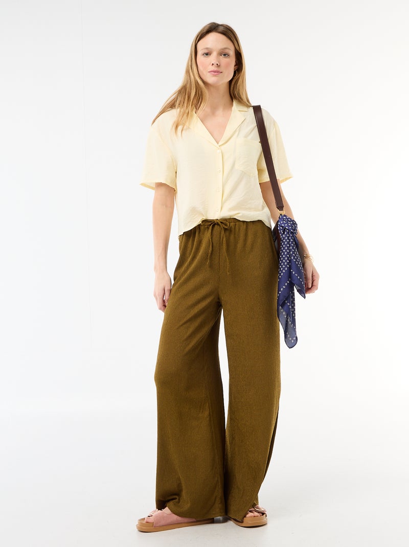 Camisa fluida de mangas curtas Amarelo - Kiabi