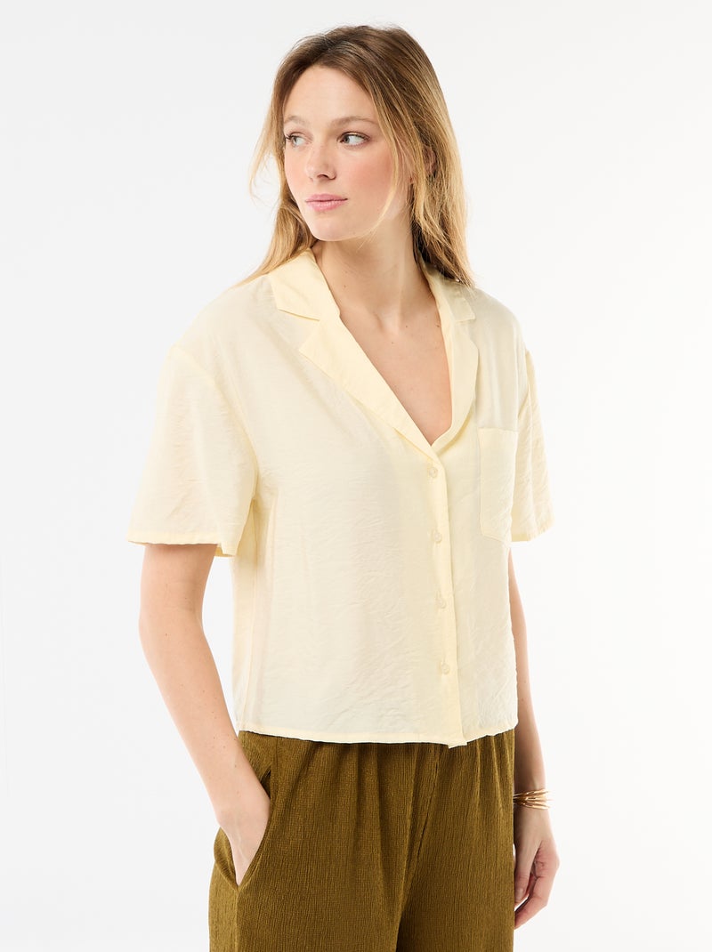 Camisa fluida de mangas curtas Amarelo - Kiabi