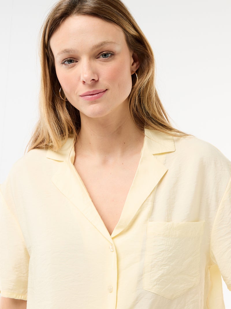 Camisa fluida de mangas curtas Amarelo - Kiabi