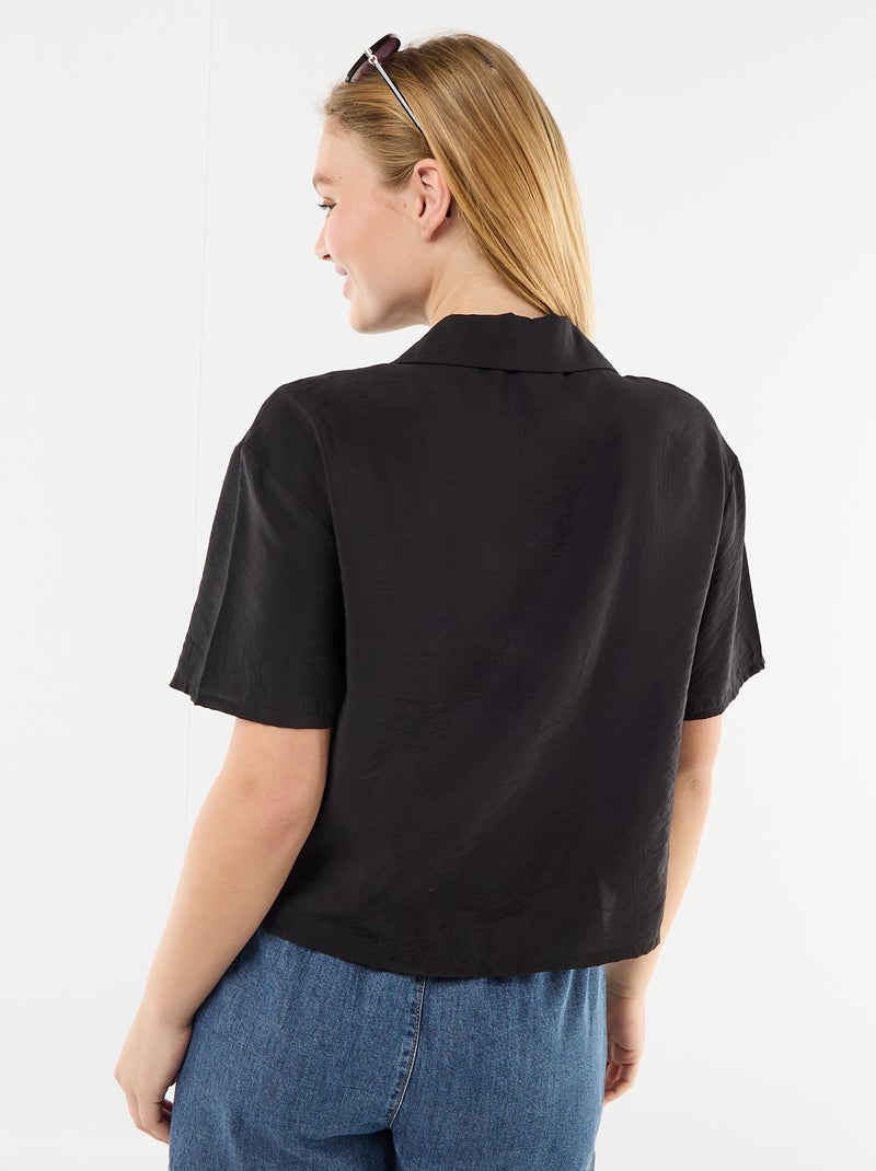 Camisa fluida de mangas curtas Preto - Kiabi