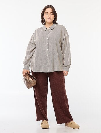 Camisa fluida em linho misturado