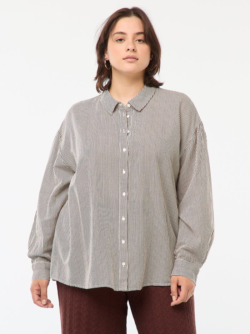 Camisa fluida em linho misturado Bege - Kiabi
