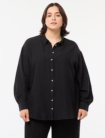 Camisa fluida em linho misturado