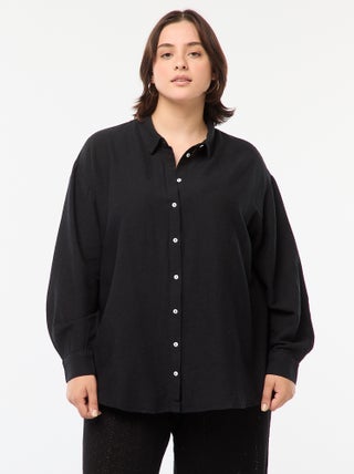 Camisa fluida em linho misturado