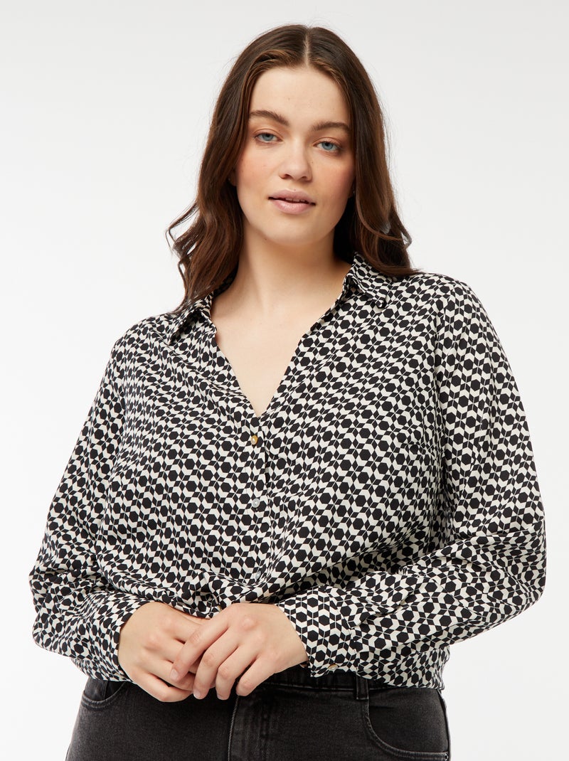 Camisa fluida em malha crepe Bege - Kiabi