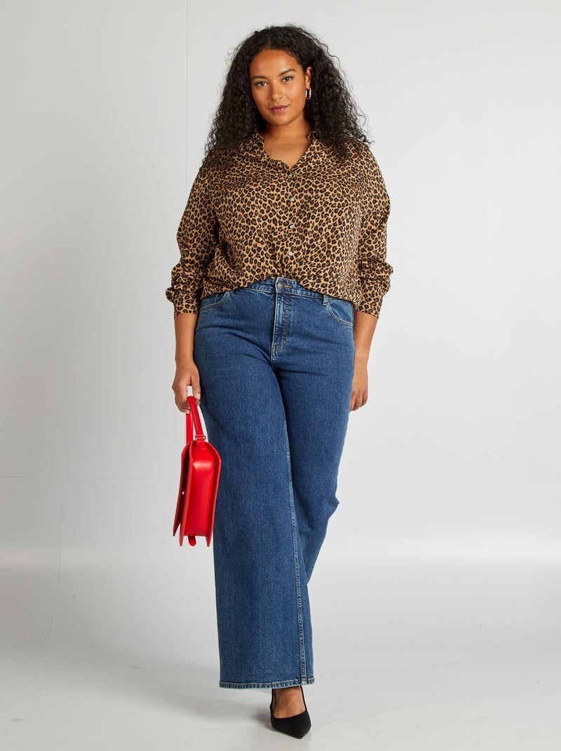 Camisa fluida em malha crepe BEGE - Kiabi