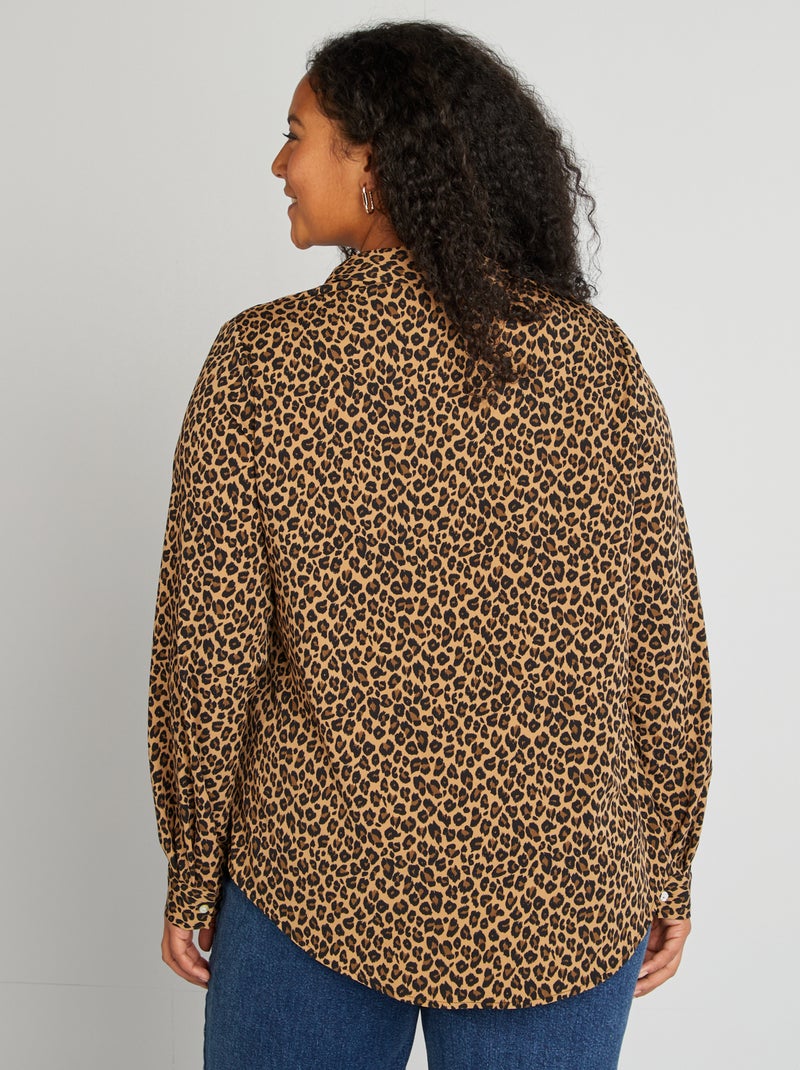 Camisa fluida em malha crepe BEGE - Kiabi