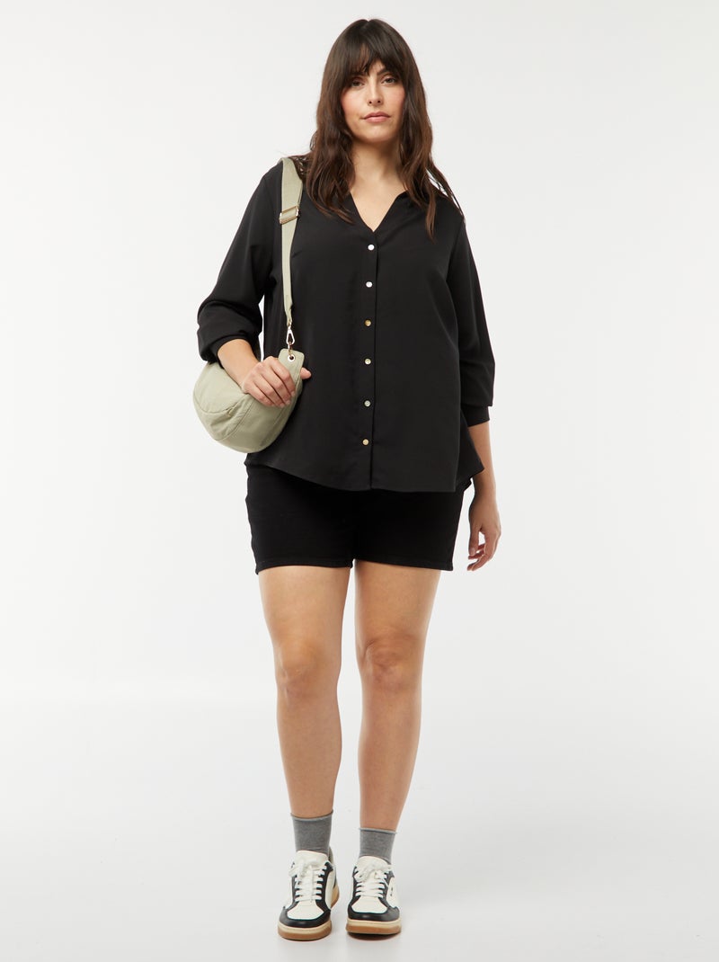 Camisa fluida em malha crepe PRETO - Kiabi