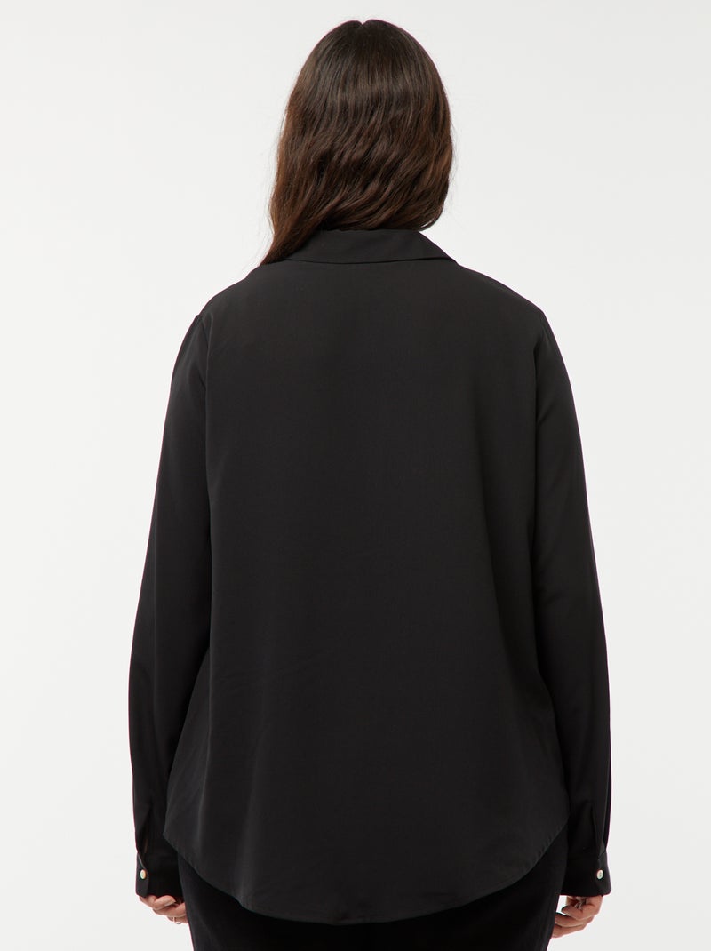 Camisa fluida em malha crepe PRETO - Kiabi