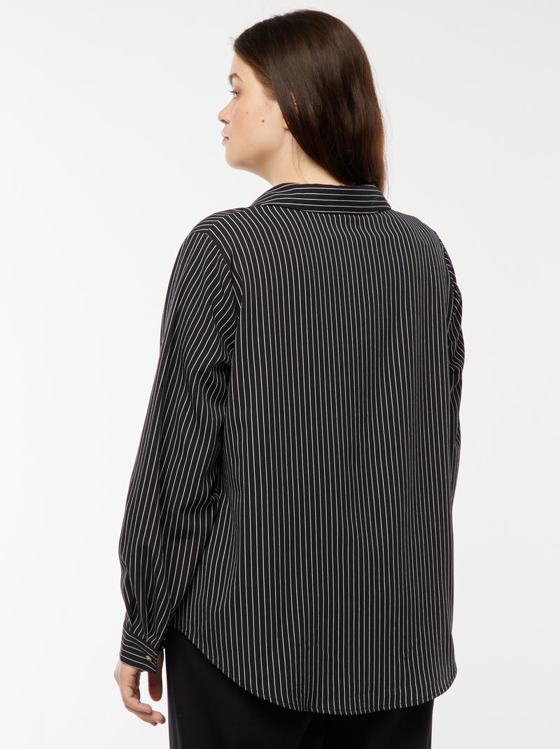 Camisa fluida em malha crepe Preto - Kiabi