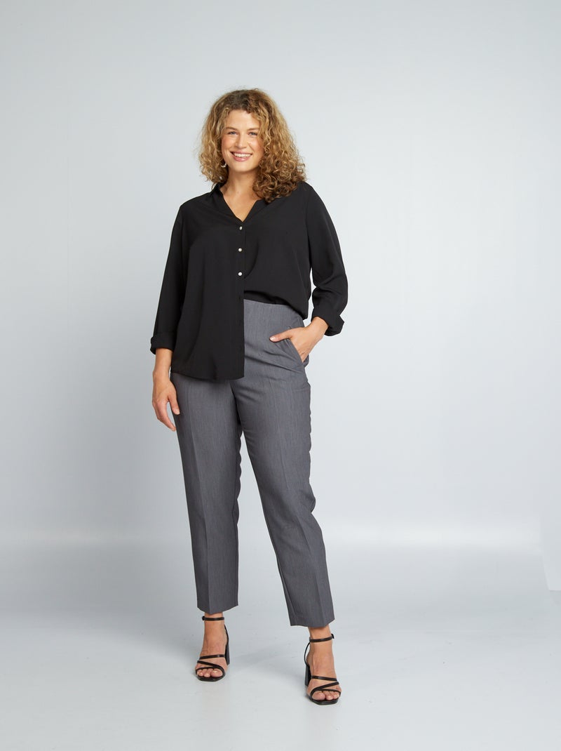 Camisa fluida em malha crepe Preto - Kiabi