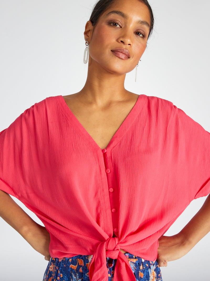 Camisa fluida em malha crepe Rosa - Kiabi