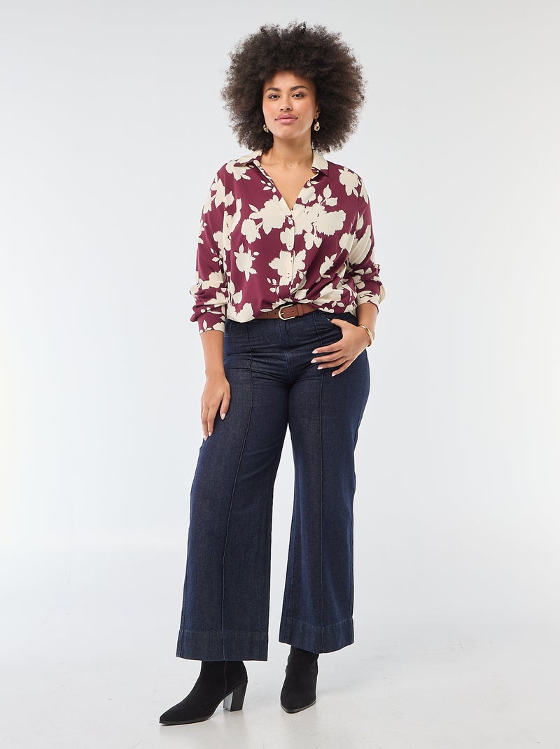 Camisa fluida em malha crepe Vermelho - Kiabi
