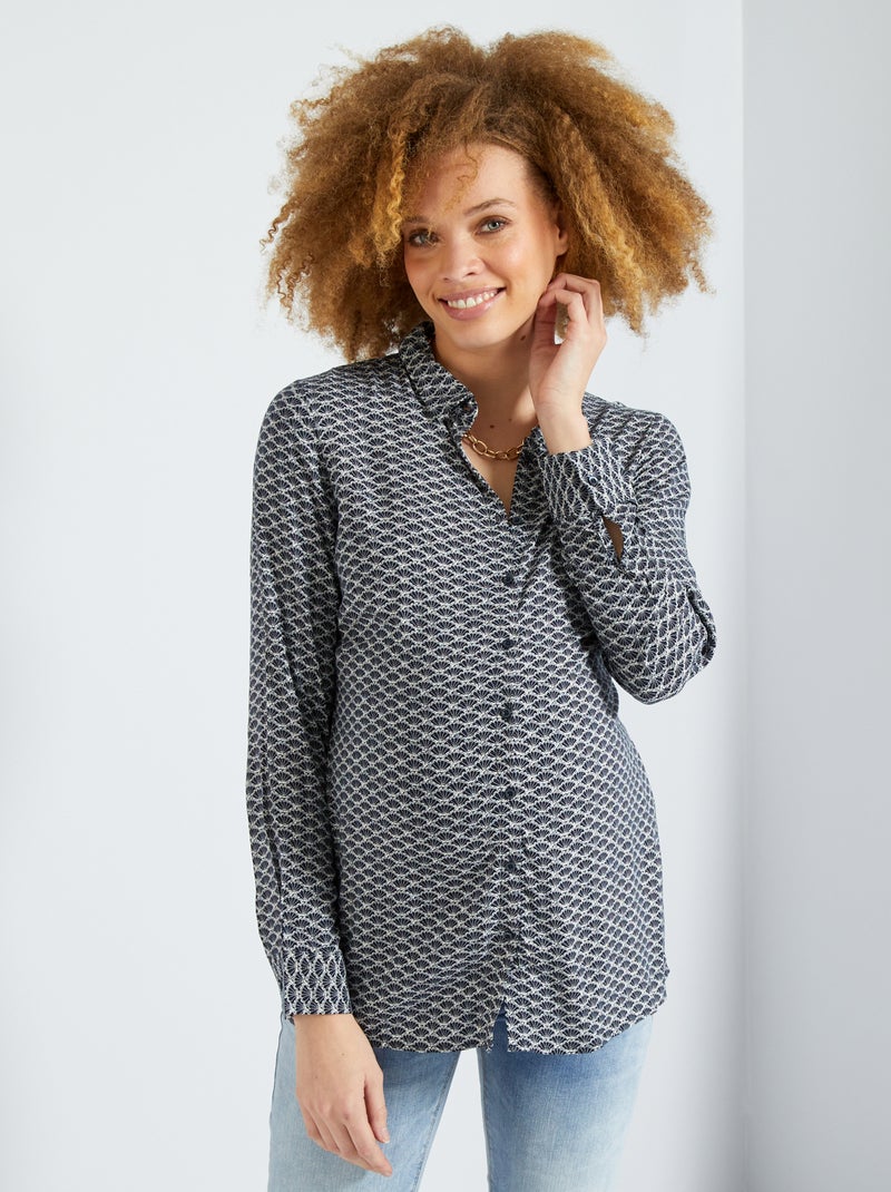 Camisa fluida estampada AZUL - Kiabi