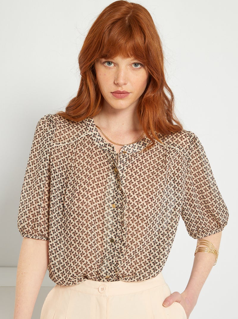Camisa fluida estampada BEGE - Kiabi