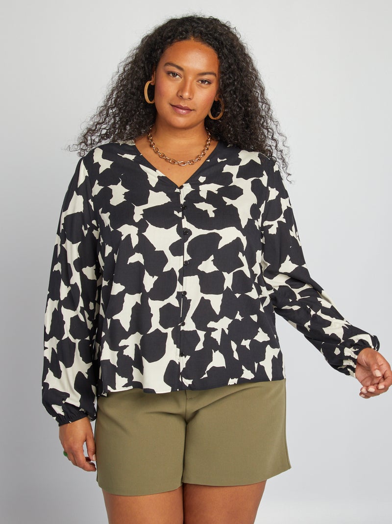 Camisa fluida estampada PRETO - Kiabi