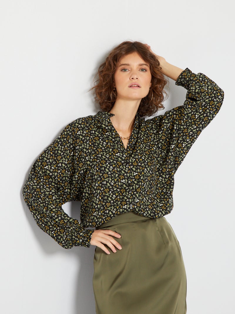 Camisa fluida estampada PRETO - Kiabi