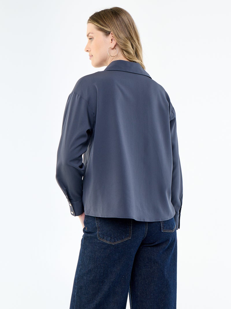 Camisa fluida lisa Azul - Kiabi