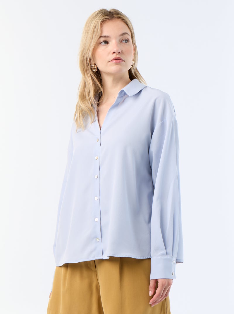Camisa fluida lisa Azul - Kiabi