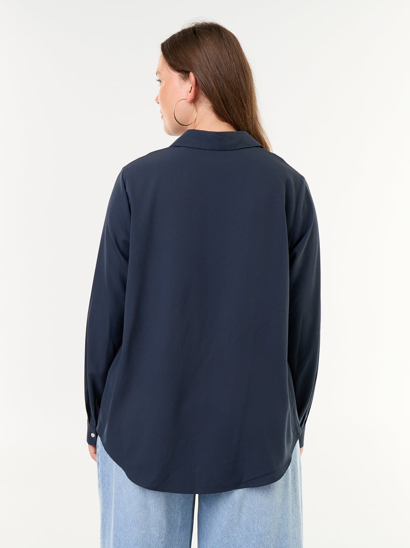 Camisa fluida lisa Azul - Kiabi
