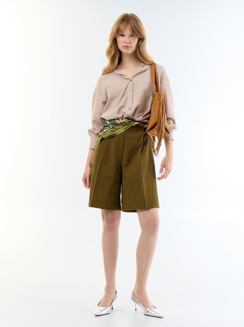 Camisa fluida lisa Bege - Kiabi