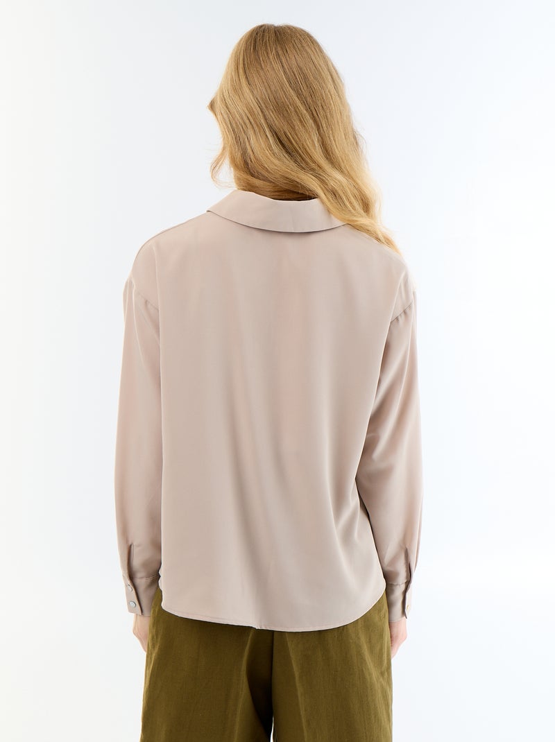Camisa fluida lisa Bege - Kiabi