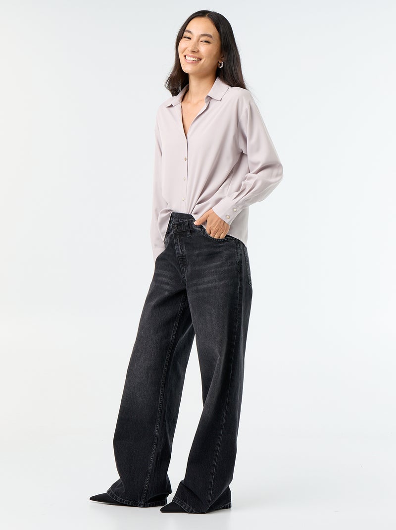 Camisa fluida lisa Bege - Kiabi